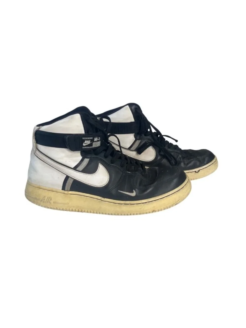 Nike Air Force 1 High Top Sneakers Black White Size 10.5 Pre-Owned